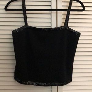YVES SAINT LAURENT BLACK SEQUIN TANK